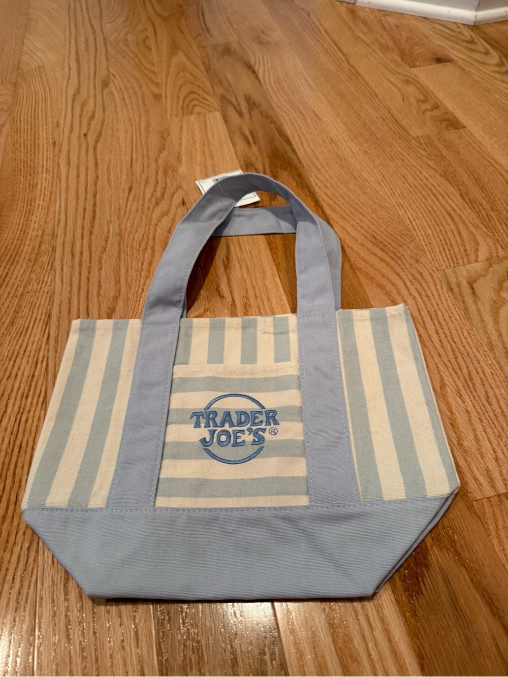Trader Joe’s mini Blue & Cream Stripe Canvas Tote Bag